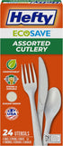 Hefty ECOSAVE Compostable Assorted Cutlery Set, Utensils for BBQs, Tailgates, Camping, Parties,