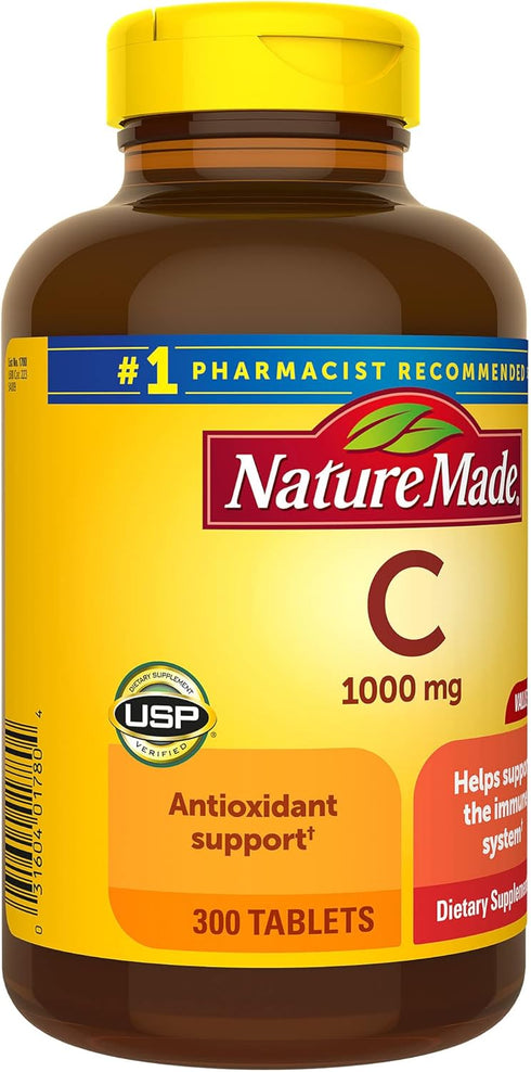 Nature Made Extra Strength Vitamin C 1000 mg, Dietary Supplement for Immune Support, 300 Tablets