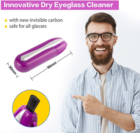 HDWY 3pcs Eyeglass Cleaner, Portable Glasses Cleaner Kit for Daily Maintenance & Travel, Sturdy Microfiber Brush