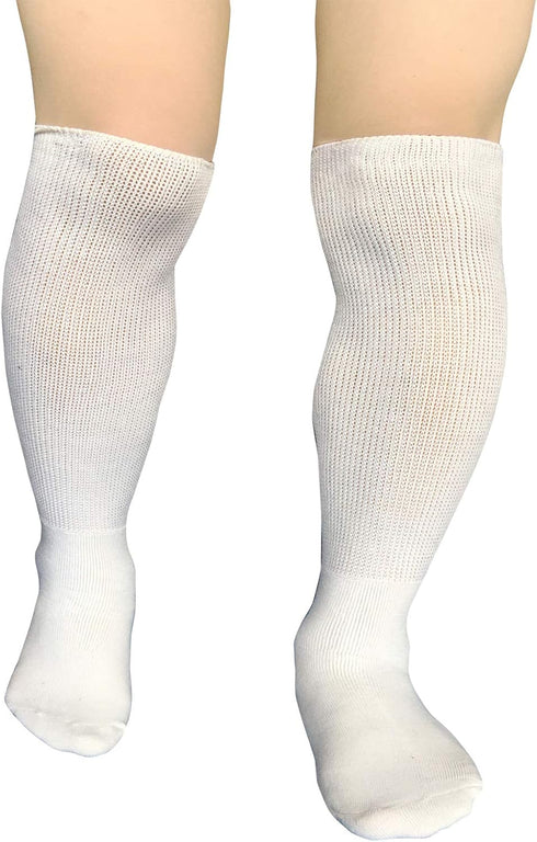 SYOLLAVE 2 Extra Width Non-binding Socks for Lymphedema Bariatric Diabetic Knee High Sock for Swollen Edema Cast Feet