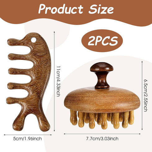 Xelsluthe Wooden Scalp Massager, Wood Scalp Massager Comb, Scalps Gua Sha, Portable Manual Head Scrubber, Scalps Care