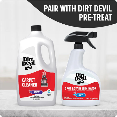Dirt Devil 64 oz Carpet Cleaner Solution, Tropical Breeze Scent, Eliminate Pet Stains and Odors, White, AD31926
