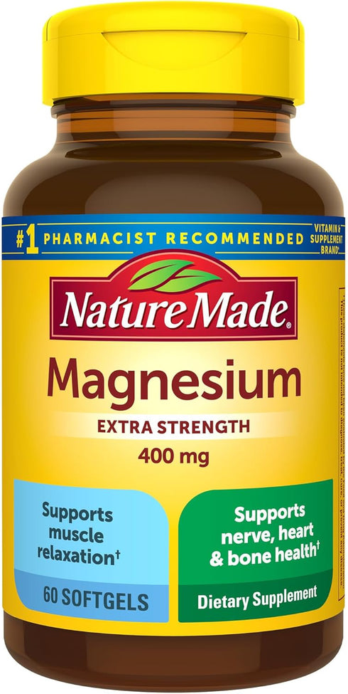 Nature Made Extra Strength Magnesium Oxide, 400 mg, 60 Softgels, 60 Day Supply
