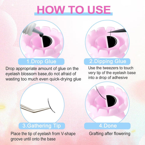 NXJ INFILILA 100PCS Disposable Plastic Glue Rings for Eyelash Extensions, Nail Art Tattoo Holder, Blossom Smart Cups