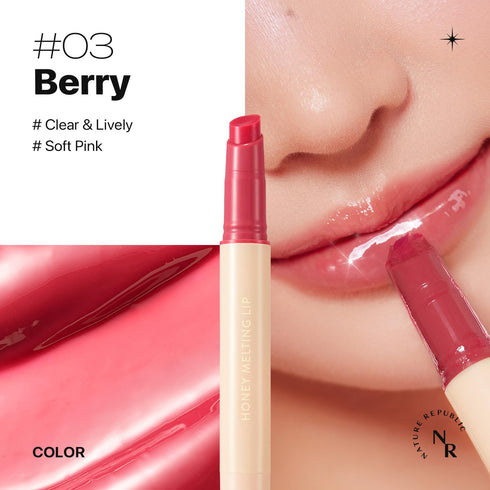Nature Republic HONEY MELTING LIP, 03 BERRY, K-BEAUTY Lip Plumper, Tint, Balm, Korean Lip Gloss