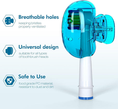 Nincha -Pack 6 Snap-on Toothbrush Head Cover for Manual and Powered Toothbrush - Multiple Colors