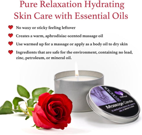 Massage Oil Candle - Vegan Hydrating Body Oil for Home SPA Relaxation - Essential Oils (6.76oz)