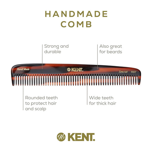 Kent R9T All Coarse Detangling Comb, Wide Teeth Dressing Table Comb for Thick Curly Wavy Hair