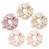 LILYSILK 100% Mulberry Silk Hair Scrunchies Ties, 5PC (gravel gold x 2, camel x 2, rosy pink)