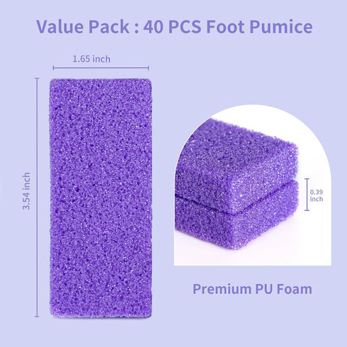 NOVAL Pumice Stone for Feet - Disposable Foot Scrubber, Callus Remover, Purple Pumice Sponge, 40 PCS