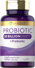 Carlyle Probiotics with Prebiotics, 120 Capsules, 50 Billion Active Organisms, Non-GMO & Gluten Free
