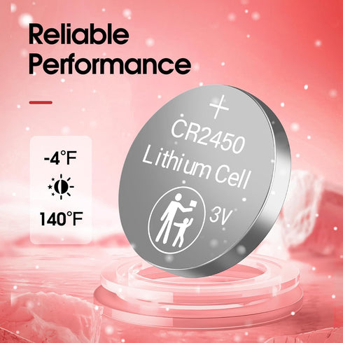 CR2450 3V Lithium Battery, 20 Pack, Coin Battery for Watches, Calculators, Car Remote, Key Fob