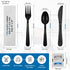 50 ct Black Plastic Utensils Set, Heavy Duty Disposable Cutlery Pack with Wrapped Napkin and Salt/Pepper