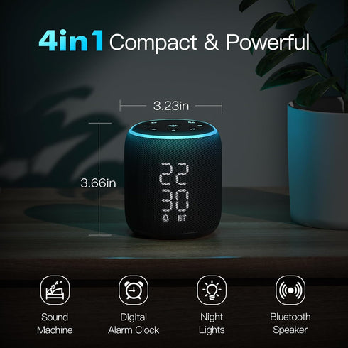 REACHER Sound Machine Alarm Clock for Kids, Portable Sound Machine for Sleep Friendly, Small Rechargable Bluetooth