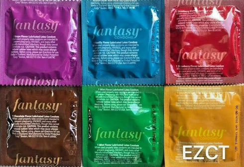 USA Pack 72 Fantasy Flavored Condoms Condoms : Variety of Flavors Such As Vanilla, Strawberry, Mint, Grape, Chocolate