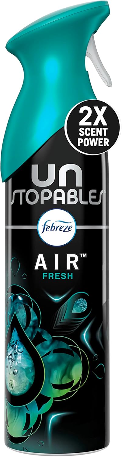 Febreze Air Freshener Spray, Unstopables Fresh, Odor Fighter for Strong Odor, 8.8 Oz, Pack of 6
