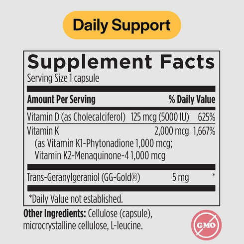 PureFormulas Vitamin D3 K2, 5000 IU D3 and K2 Supplement for Bone and Immune Support, 60 Vegetarian Capsules