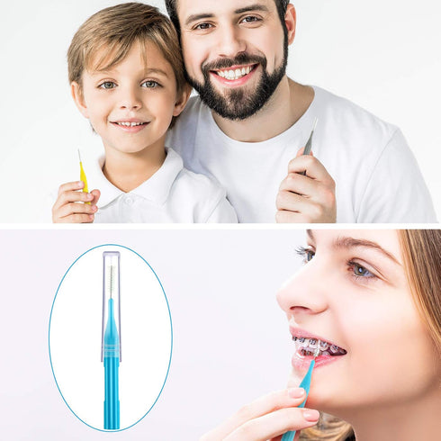 50 Pieces Interdental Brush Toothpick Dental Flossing Head Oral Hygiene Tool (Light Blue, Purple, Yellow, Gray, Light