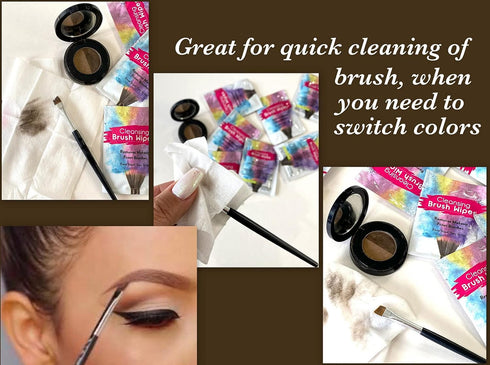 24 Individually Wrapped Makeup Brush Cleansing Cloths, Quick & Convenient Cleaner Wipe for Makeup Artists