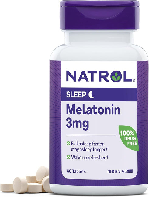 Natrol Melatonin 3 mg - Dietary Supplement for Restful Sleep, Sleep Supplements for Adults, 60 Melatonin Tablets, 60