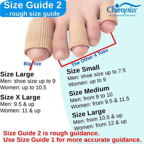 Hammer 1S 1M 1L) Chiroplax Toe Tubes Sleeves Protectors Cushions Fabric & Gel Lining Finger Toe Separator Tubing
