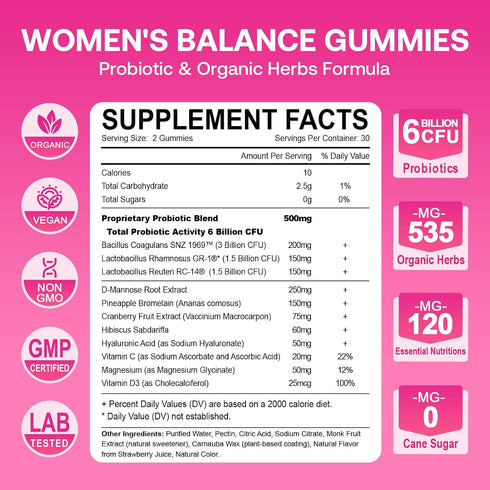 Gummies Gummies Immune 60 Count Feminine Balance for Women, Premium Ph Balance with Probiotic for Vaginal Flora