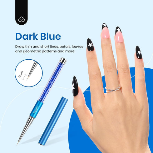 5Pcs Beetles Gel Polish Nail Art Liner Brushes Set, Diamond Handle for Painting, Dotting, and Drawing Sizes 5 7 9 11