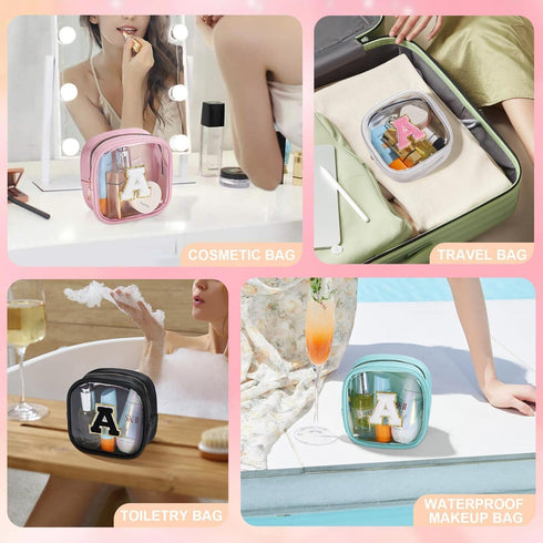 Mini Makeup Bag, Clear Toiletry Case, Portable Make Up Organizer, Small Cosmetic Bag for Purse, Best Friend Gifts, Pink