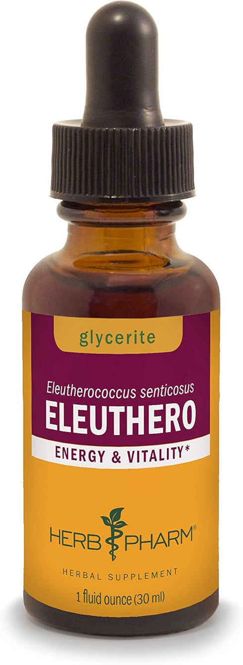 Herb Pharm Eleuthero Root Liquid Glycerite for Energy and Stamina, 1 Fl Oz, Alcohol-Free