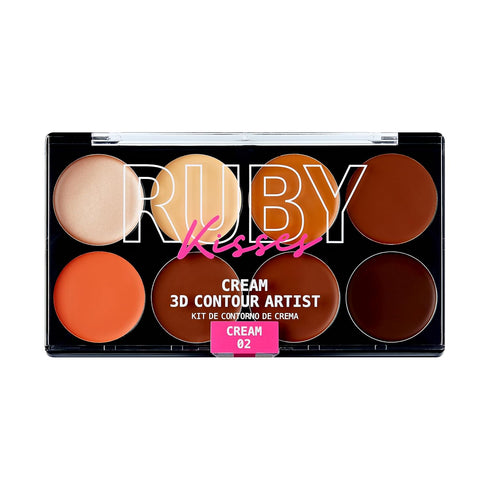 Ruby Kisses Flawless Finish 3D Contour Cream Makeup Palette – Lightweight Multi-Palette for Contouring Foundation,