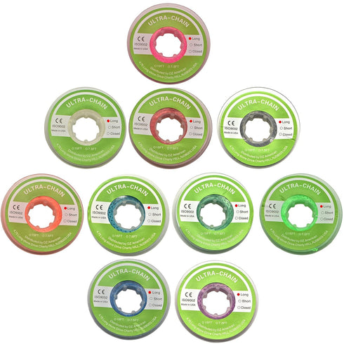 10 Pcs Dental Orthodontic Elastic Chain Power Chains for Brace, 15ft/Roll, Long, Multi-colors