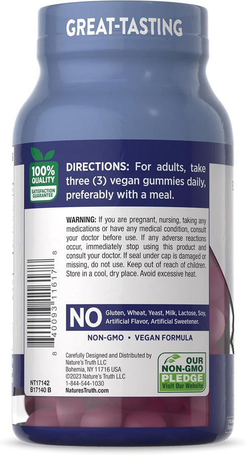 Zinc Gummies for Adults | 50mg | 120 count | Vegan, Non-GMO & Gluten Free | Mixed Berry Flavor