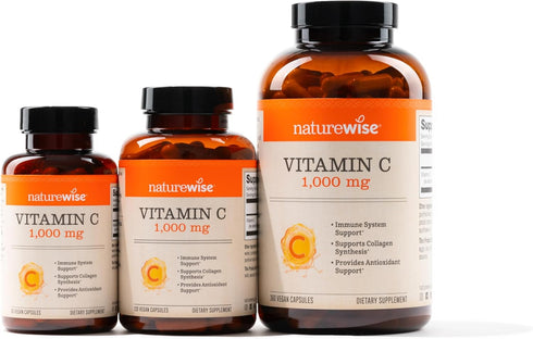 NatureWise Vitamin C 1000mg Capsules - Vegan, Non-GMO, Gluten Free Dietary Supplement for Immune Support - 60 Count