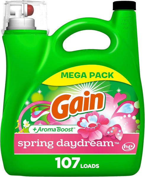Gain + Aroma Boost Liquid Laundry Detergent, Spring Daydream Scent, 154 fl oz, 107 Loads, HE Compatible