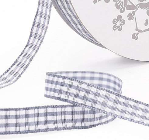 VGoodall Dark Grey Gingham Ribbon, 3/8 x 50Yd Craft Ribbon for Hair Accessories and Gift Wrapping