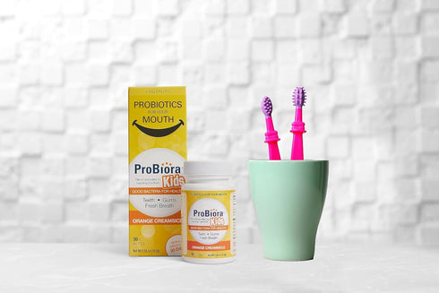 ProBiora Kids Oral-Care Chewable Probiotic Tablets, Healthier Teeth & Gums, Fresher Breath, 30 Count (Orange)