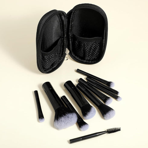 10 Pcs Mini Travel Makeup Brush Set, Portable Small Eyeshadow, Lipstick, Foundation Brushes