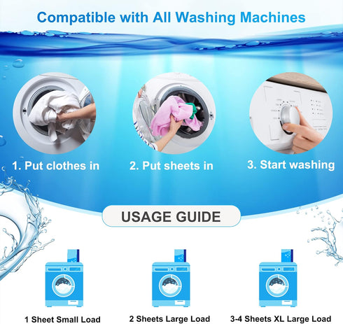 LANSIRY 200 Laundry Detergent Sheets - Loads Fresh Linen Scent Washing Strips, Compact Lightweight Liquidless