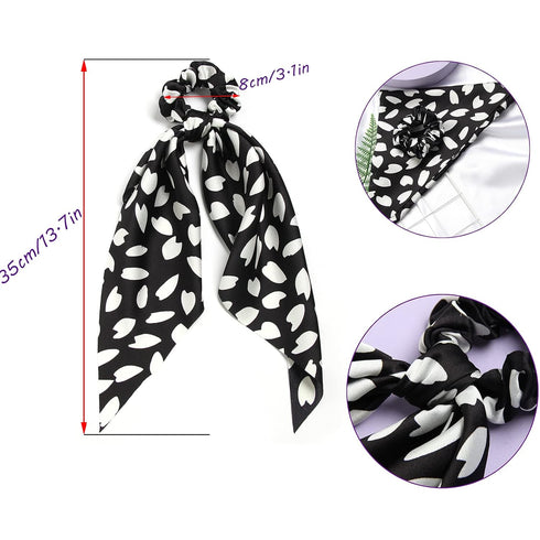 SUSULU Hair Scrunchies for Women, Solid Color Fabric Bobbles, Elastic Hair Ties (Black White)