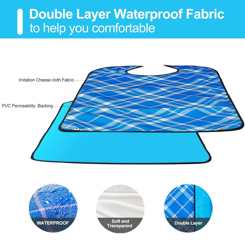 TOCKONIMN 4 Pack Adult Bibs for Men Women Eating Washable - Bib for Reusable Elderly Adults Crumb Catcher Senior