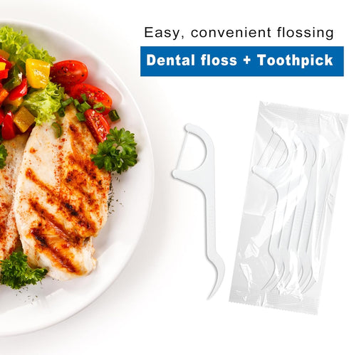 Pack of 50 Dental Floss Picks, Individually Wrapped for Adults & Kids, Travel & Office Use (5pcs per Bag, 50 Bags)