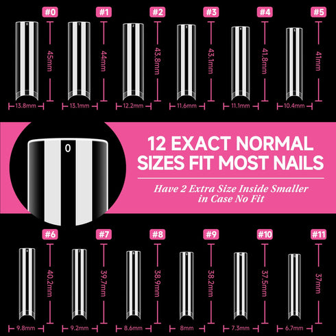 UNA GELLA Nail Tips Square XXL Tips, 120 PCS No C Curve Gel Tips, Extra Long Square Straight Nails
