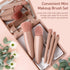 Pink Easy-taken Travel Makeup Brush Set with Mirror, 5 pcs Mini Complete Function Cosmetic Brushes Kit (4.2 inch *3.0 inch)