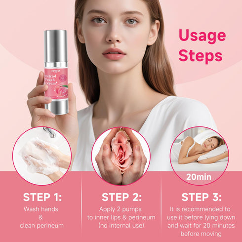 PROJECT PRINK (1 fl.oz) Silky Peach Cream for Women, Vaginal Estrogen Cream for Women Hormone Balance, Relief Menopause