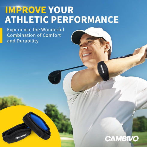 CAMBIVO 2 Pack Tennis Elbow Brace for Men & Women, Adjustable Elbow Strap with Compression Pad for Pain Relief