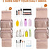 Women's Pink Travel Toiletry Bag - Hanging Makeup Organizer for Accessories and Full-size Containers