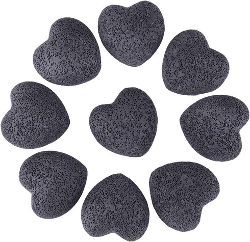 rockcloud Black Lava Rock Stone Heart Shape Pocket Stones Dyed Lava Rocks