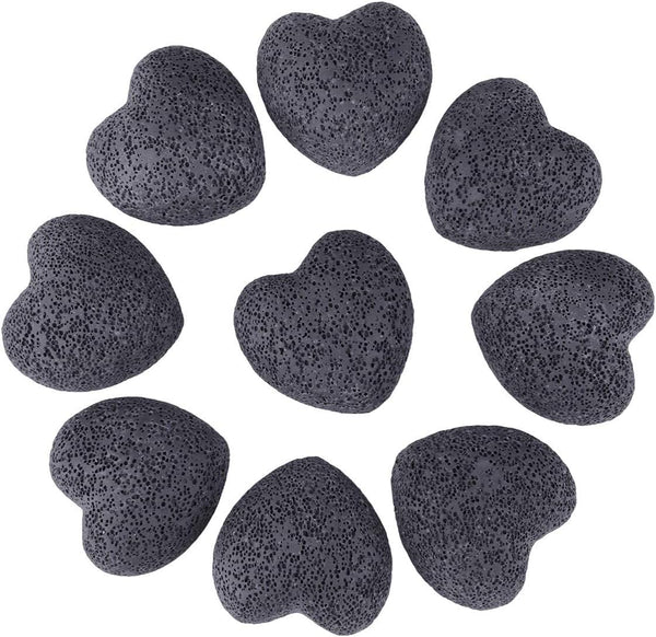 rockcloud Black Lava Rock Stone Heart Shape Pocket Stones Dyed Lava Rocks