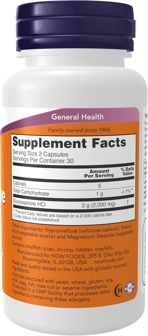 NOW Supplements, Glucosamine '1000', with UL Dietary Supplement Certification, 1 g Per Capsule, 60 Veg Capsules