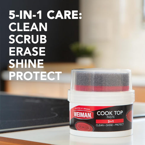 Weiman Cooktop Cleaner Paste, Easily Remove Burned-On Food, Grease and Watermarks, Leaving Your Glass Cook Top